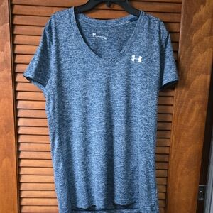 Under Armour Women's Heathered Blue V-Neck Tee